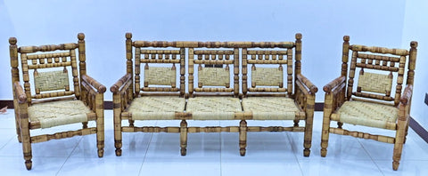 Handcrafted Natural WOOd Seating Set