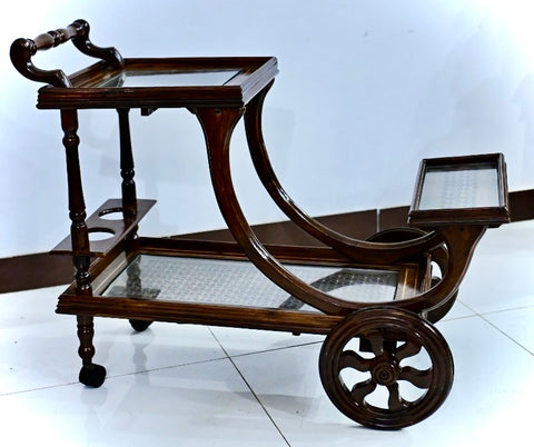 Handcrafted Solid Wood Serving Trolley