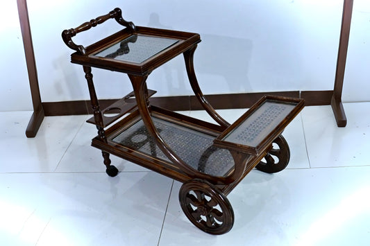 Handcrafted Solid Wood Serving Trolley