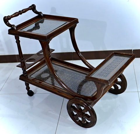 Handcrafted Solid Wood Serving Trolley