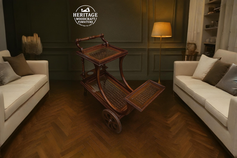 Handcrafted Solid Wood Serving Trolley