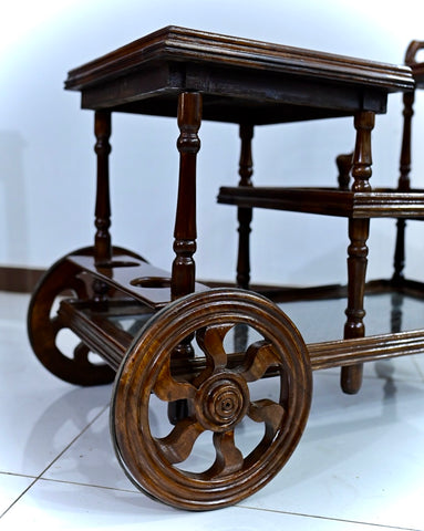 Handcrafted Wooden Serving Trolley