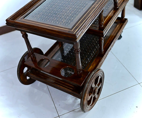 Handcrafted Wooden Serving Trolley