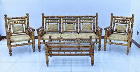 Handcrafted Natural WOOd Seating Set