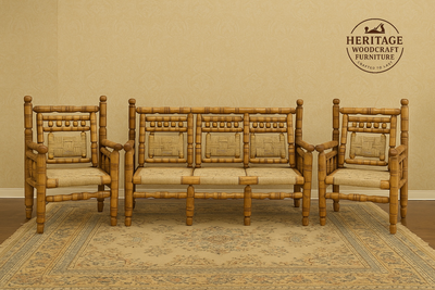 Handcrafted Natural WOOd Seating Set