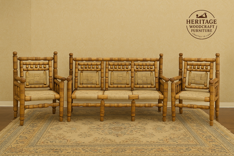 Handcrafted Natural WOOd Seating Set