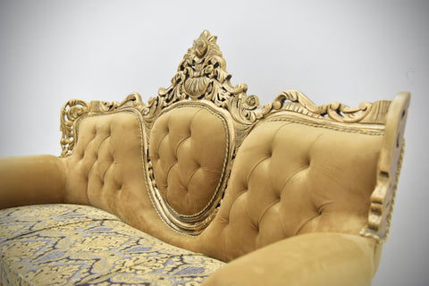 Handcrafted Solid Wood Sofa Set (3-Seater + 2 Single Chairs)