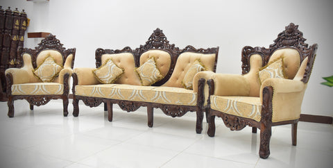 Handcrafted Solid Wood Sofa Set with matching table and carpet comes with it