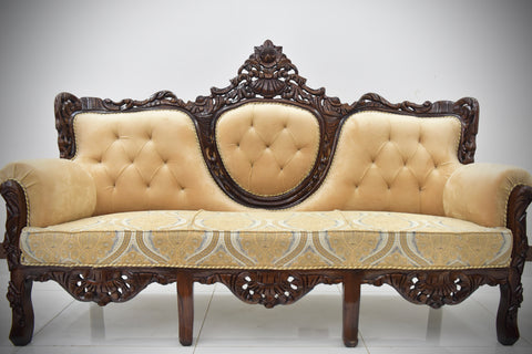 Handcrafted Solid Wood Sofa Set with matching table and carpet comes with it
