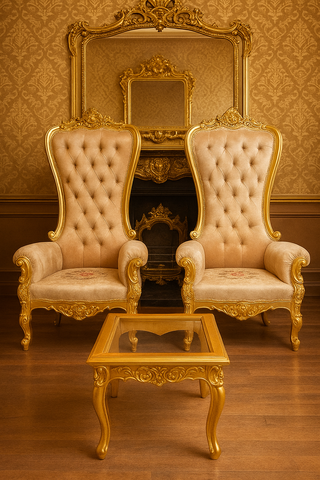 Royal High-Back Throne Chairs with Table