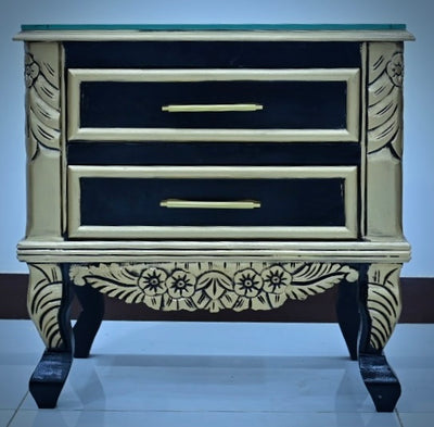 Louis XV Style Black and Gold Bedside Table