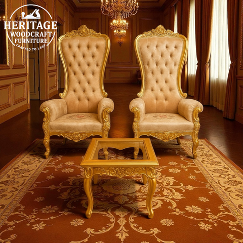 Royal High-Back Throne Chairs with Table