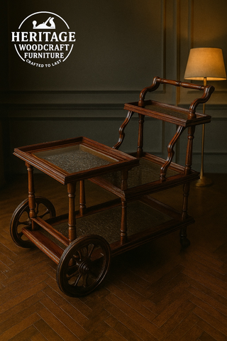 Handcrafted Wooden Serving Trolley
