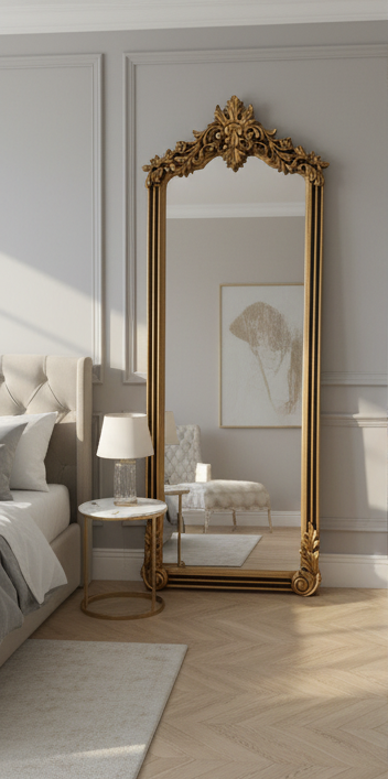 Handcrafted Wooden Floor Mirror