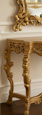 Handcrafted Wooden Mirror Console Set