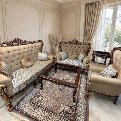 Royal Heritage Handcrafted Wooden Sofa Set