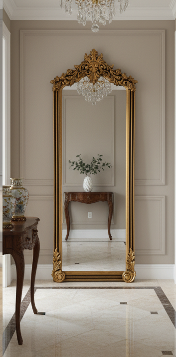 Handcrafted Wooden Floor Mirror