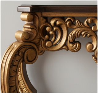 Handcrafted Wooden Mirror Console Set